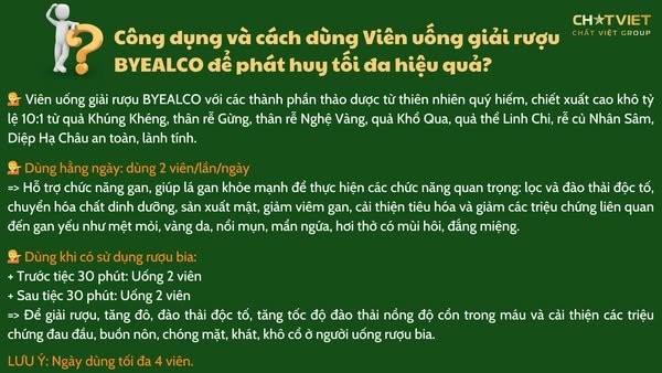 byealco - cong dung va cach dung